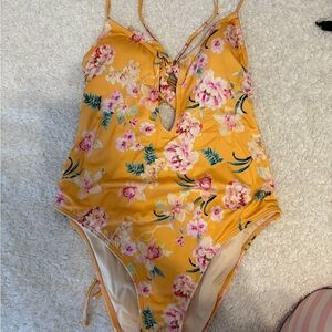 PacSun Yellow Floral One-Piece Swimsuit